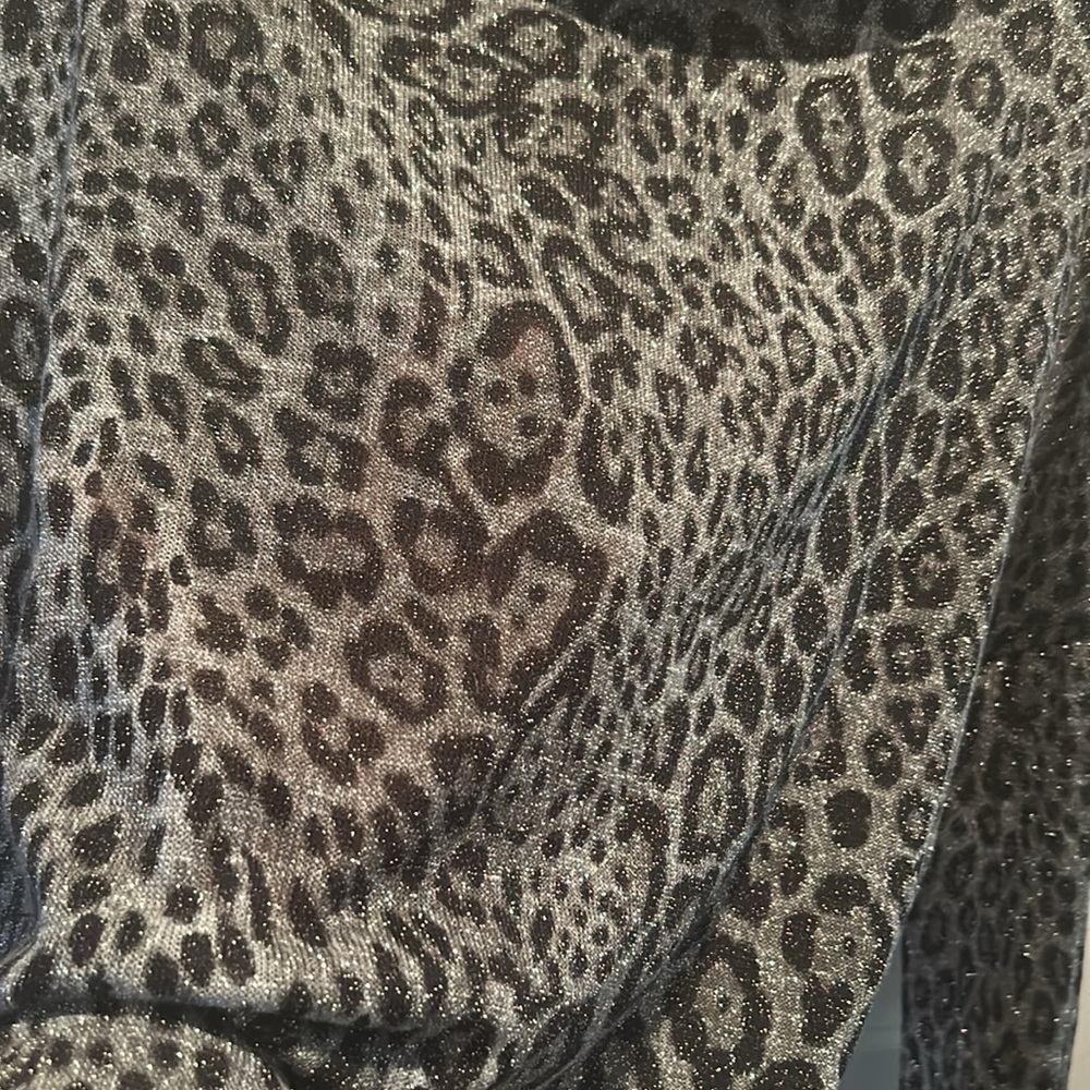 INC Animal Print Shimmer Lightweight Sweater Gray Silver Womens Plus Size XL - Picture 9 of 11